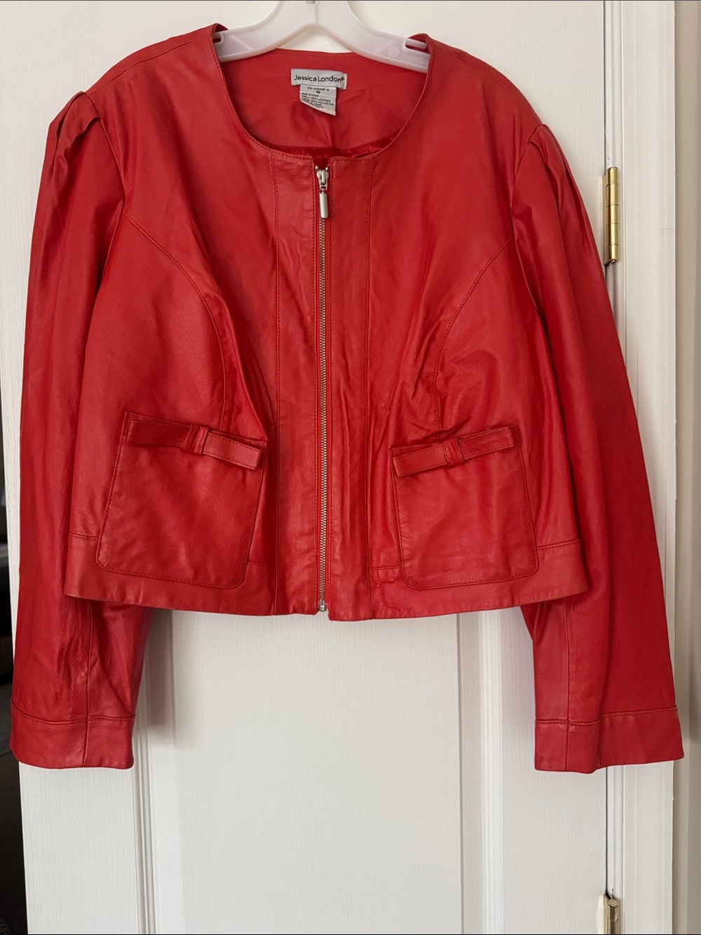 Vintage Jessica London Red Leather Zip Jacket